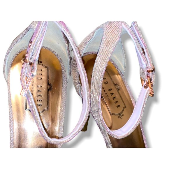 Ted Baker Sharlot Rose Gold Sparkling Stilleto Adj Ankle Strap Sandal 41 US 10.5 - Picture 8 of 12